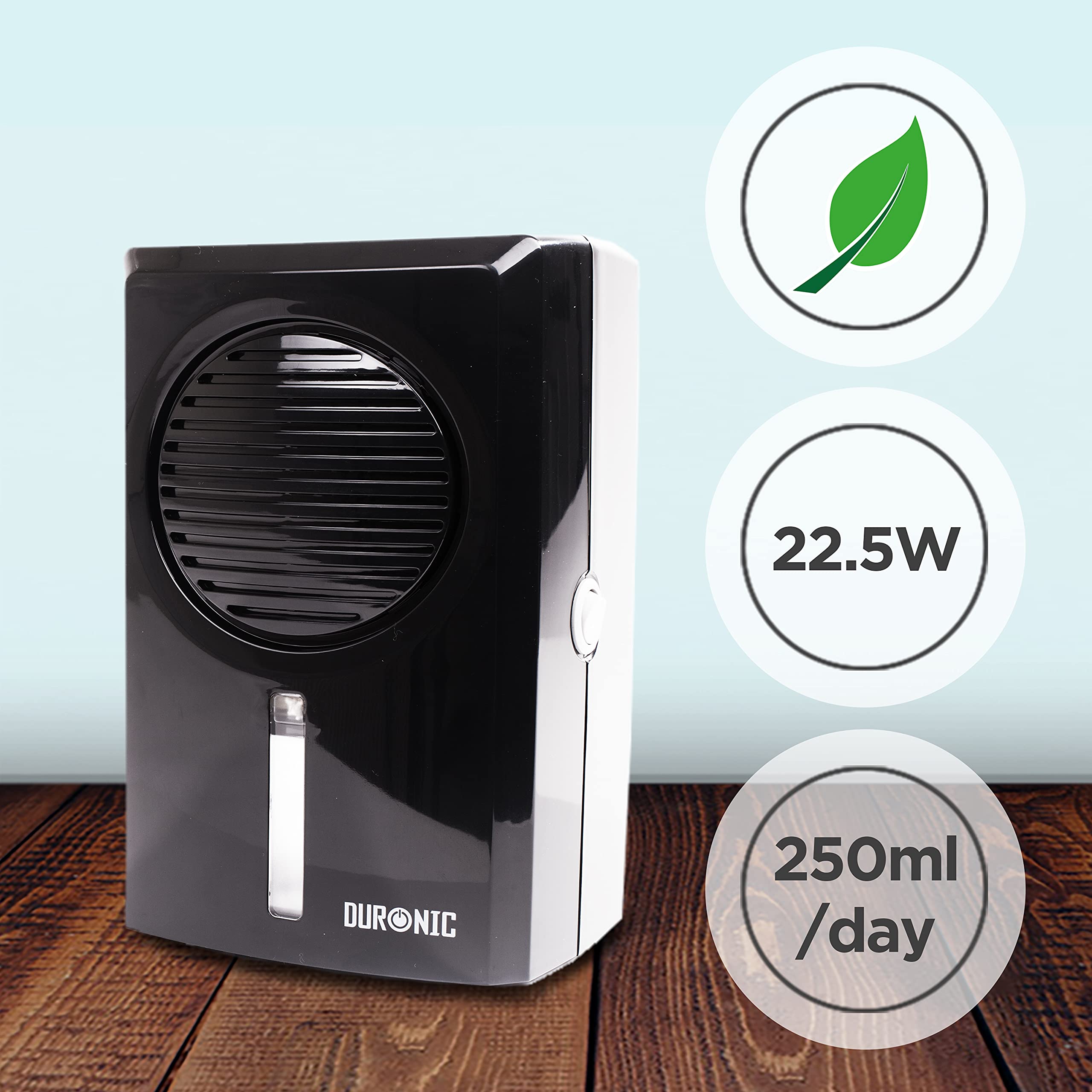 Duronic DH05 Deumidificatore daria elettrico silenzioso e portatile serbatoio 500ml capacità giornaliera 250ml con auto-spegnimento per umidità, muffa e purificare laria / ideale per camera da letto, ripostiglio, armadio
