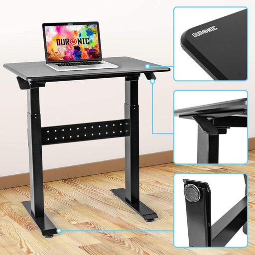 Duronic TM04F Scrivania regolabile | Scrivania ergonomica nera | Superficie 71x56 cm | Altezza regolabile 72-114 cm | Capacità 15 kg |Tavolo multiuso per case e ufficio | Ideale per adulti e bambini