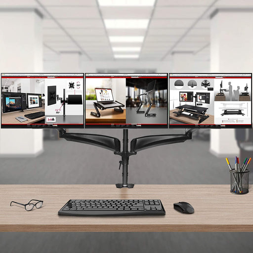 Duronic DM453VX1 Braccio per 4 monitor da 13 a 27 pollici | Supporto schermi quadruplo| Inclinazione e altezza regolabile | VESA 75 100 | Supporto monitor ergonomico doppio articolato | Gestione cavi