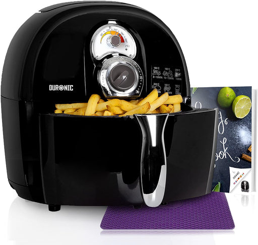 Duronic AF1 /BK Friggitrice ad Aria 1500 W - Robot da cucina multifunzionale 4.5 L - Friggitrice senza olio con libro di ricette - Fornetto elettrico ideale per friggere, grigliare, arrostire e cottura al forno