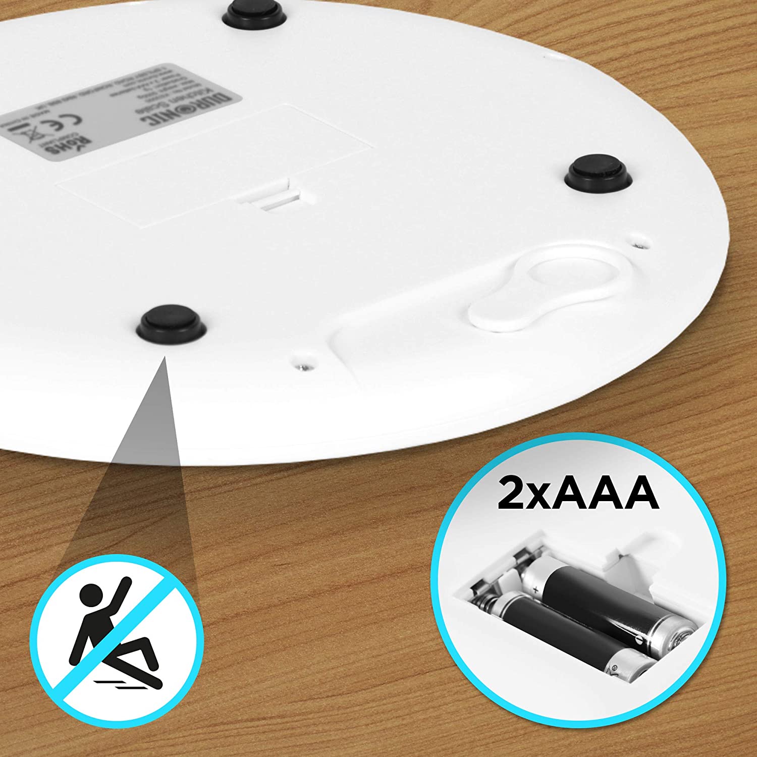 Duronic KS3000 Bilancia da cucina display digitale - Bilancia ad alta precisione - Portata 1g / 5 kg con ciotola da 2L - Piattaforma argento e bianca - Funzione Tara - Per cucina e pasticceria