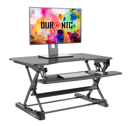 Duronic DM05D23 BK Postazione da Lavoro per Computer  Ampia piattaforma 90 x 57 cm  Altezza regolabile 15 a 59 cm  Scrivania regolabile per Monitor, tastiera, Laptop