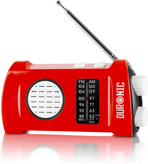 Duronic Ecohand Radio AM/FM - ricarica USB o dinamo – torcia - jack per cuffie – portatile – ideale per emergenze, escursioni, campeggio o pesca