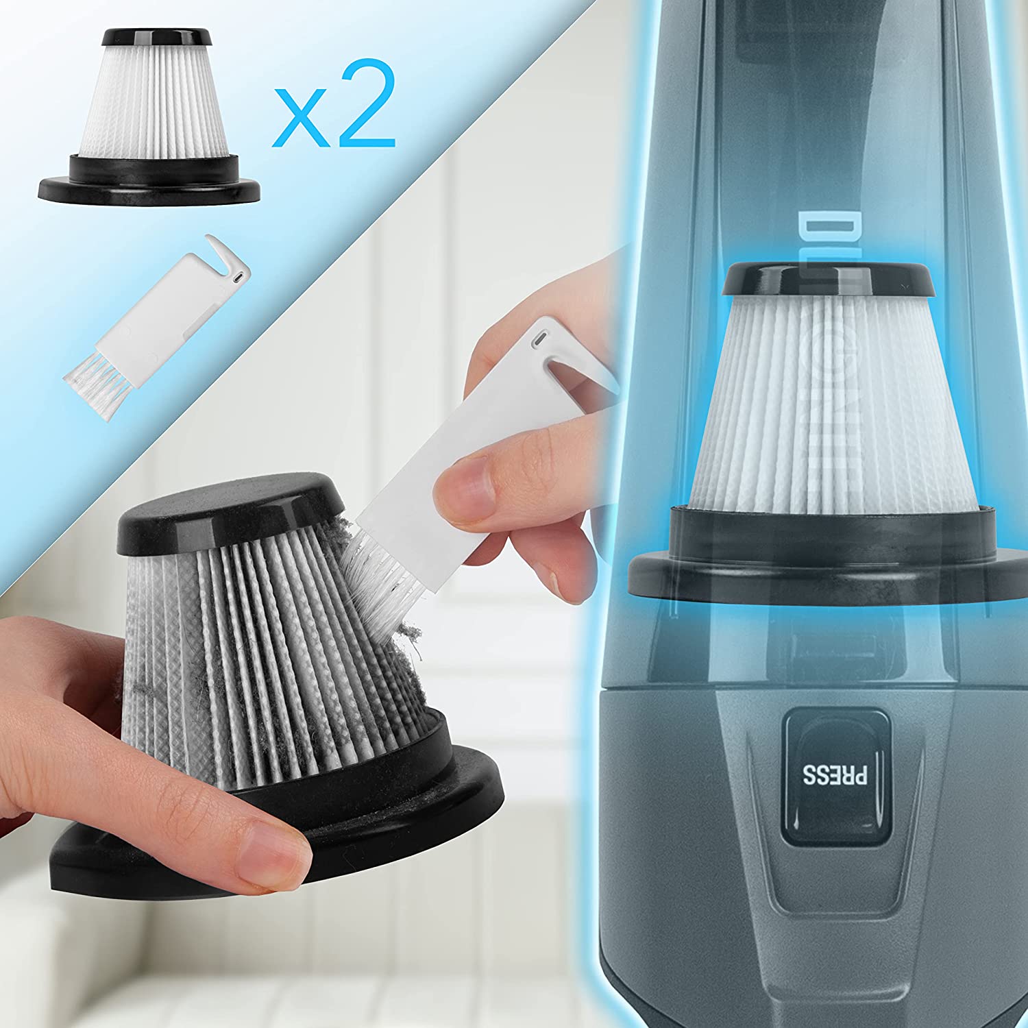 Duronic VC9 Scopa Elettrica 600W | Aspirapolvere verticale 2 in 1 senza sacco | Aspirapolvere e aspirabriciole con 2 filtri HEPA | Accessori inclusi | Ideale per ufficio e casa | Leggera
