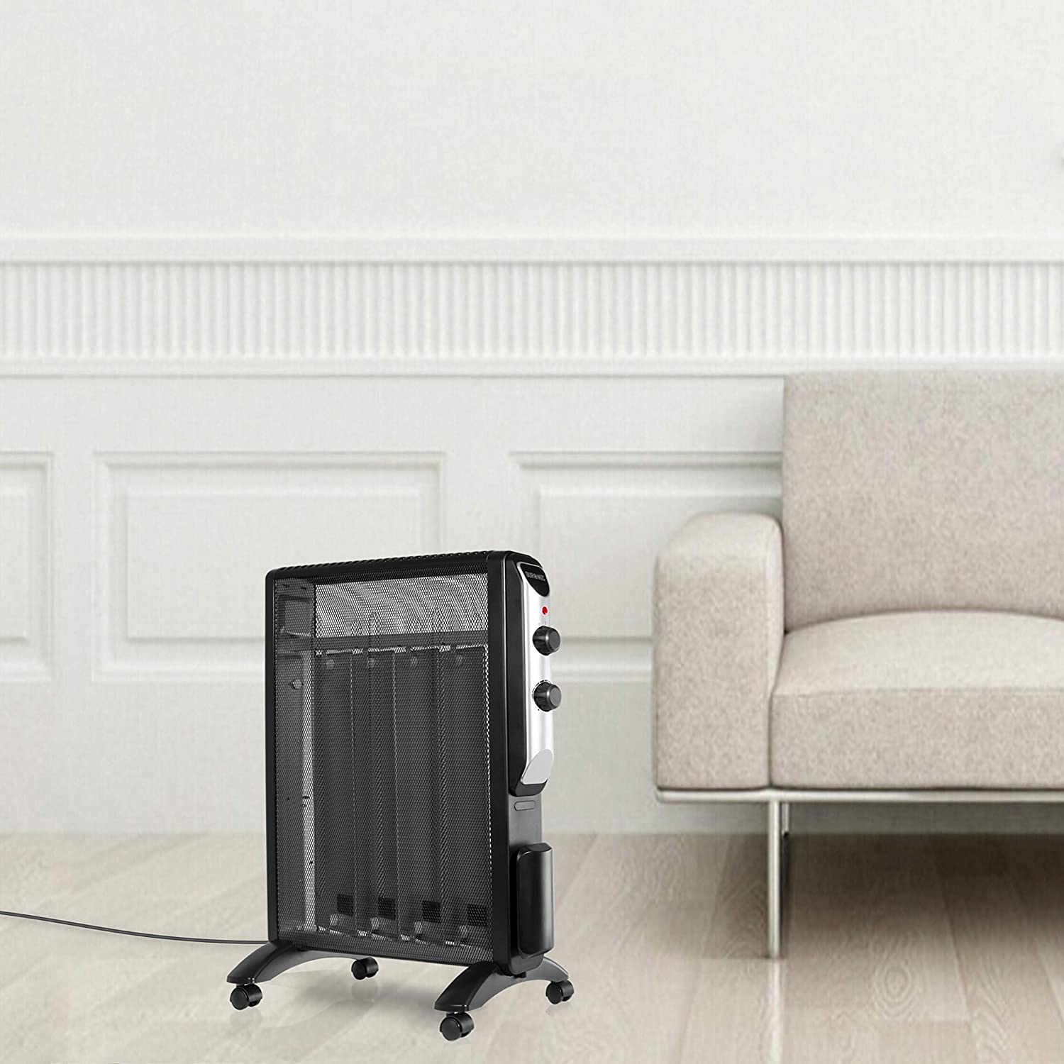 Duronic HV220 BK Stufa elettrica con pannelli in mica 2000 W  Termoconvettore con termostato integrato  2 funzioni di riscaldamento - Riscaldatore Micatermico a basso consumo - Riscaldamento rapido