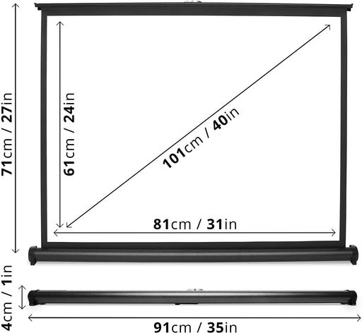 Duronic DPS40 /43 Schermo di proiezione 40 formato 4:3/86 X 61 cm Telo da scrivania telo proiettore da tavolo telo da proiezione per interni/esterni Full HD 3D 4K - Home cinema home theater ufficio