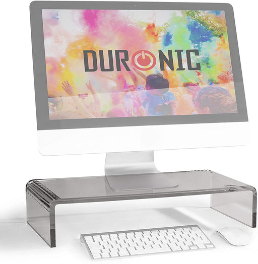 Duronic DM054 Supporto monitor scrivania dimensioni 50 x 20 cm - Supporto da tavolo in vetro acrilico per monitor e Laptop - Capacità 30kg - Mensola ergonomica per scrivania