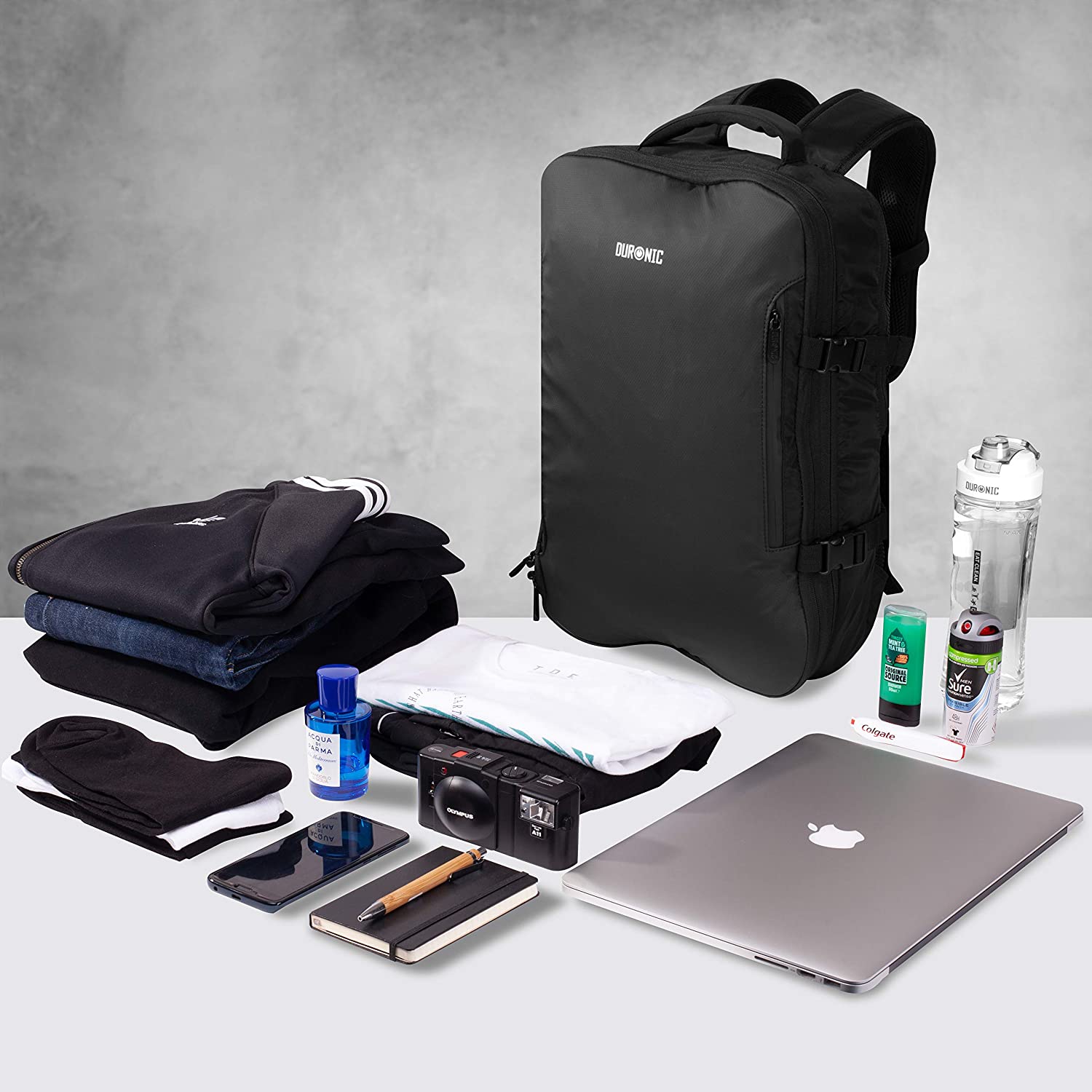Duronic LB25 zaino da viaggio  bagaglio a mano o da cabina con tasca per laptop o tablet  48 x 32 x 16 cm - resistente allacqua  viaggi, sport, scuola, outdoor, daypack