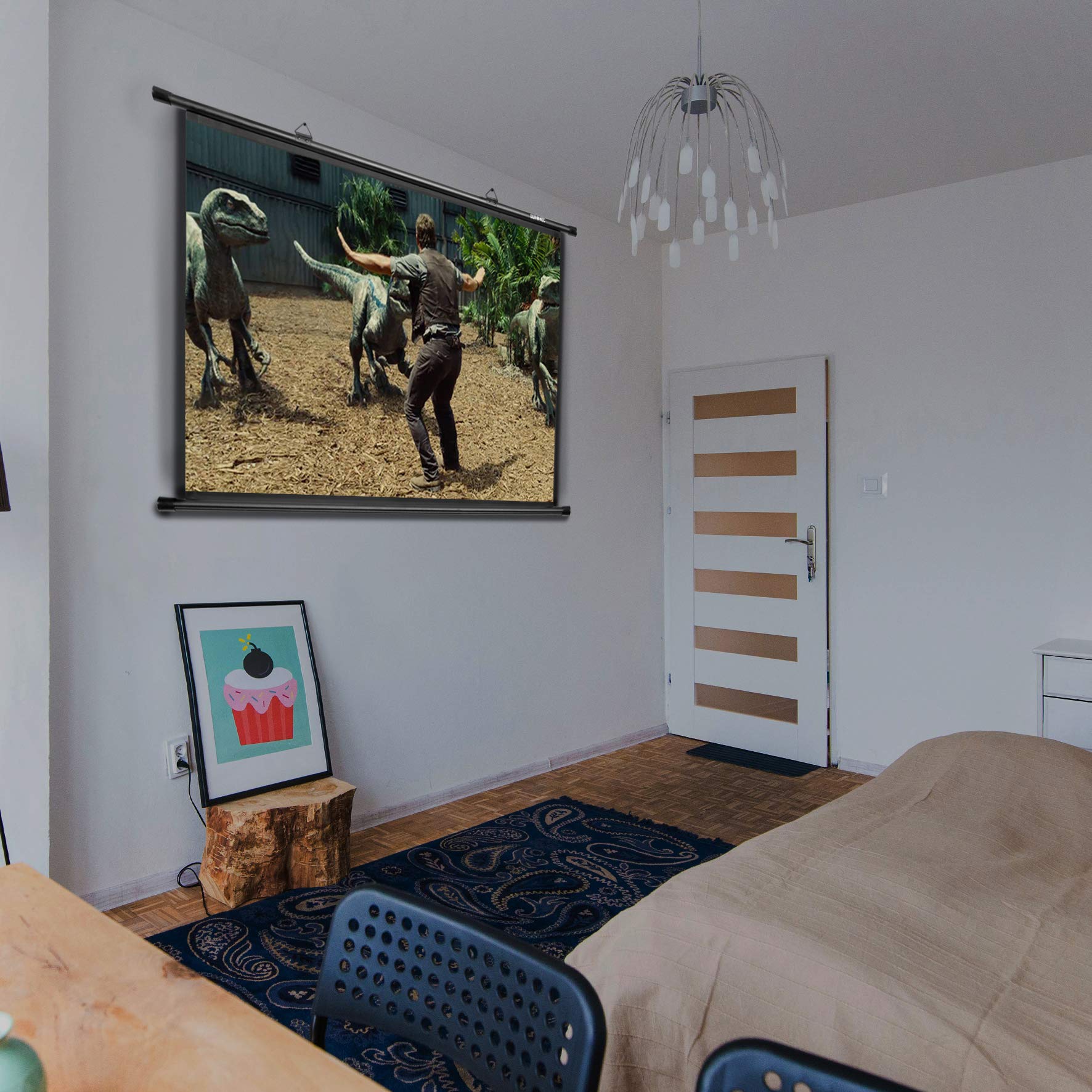 Duronic BPS50 4:3 Telo Proiettore 50 pollici, Schermo per proiettore, Telo da proiezione interno esterno, Home theater cinema Full HD 3D 4K, Schermo di proiezione anti pieghe per casa ufficio scuola