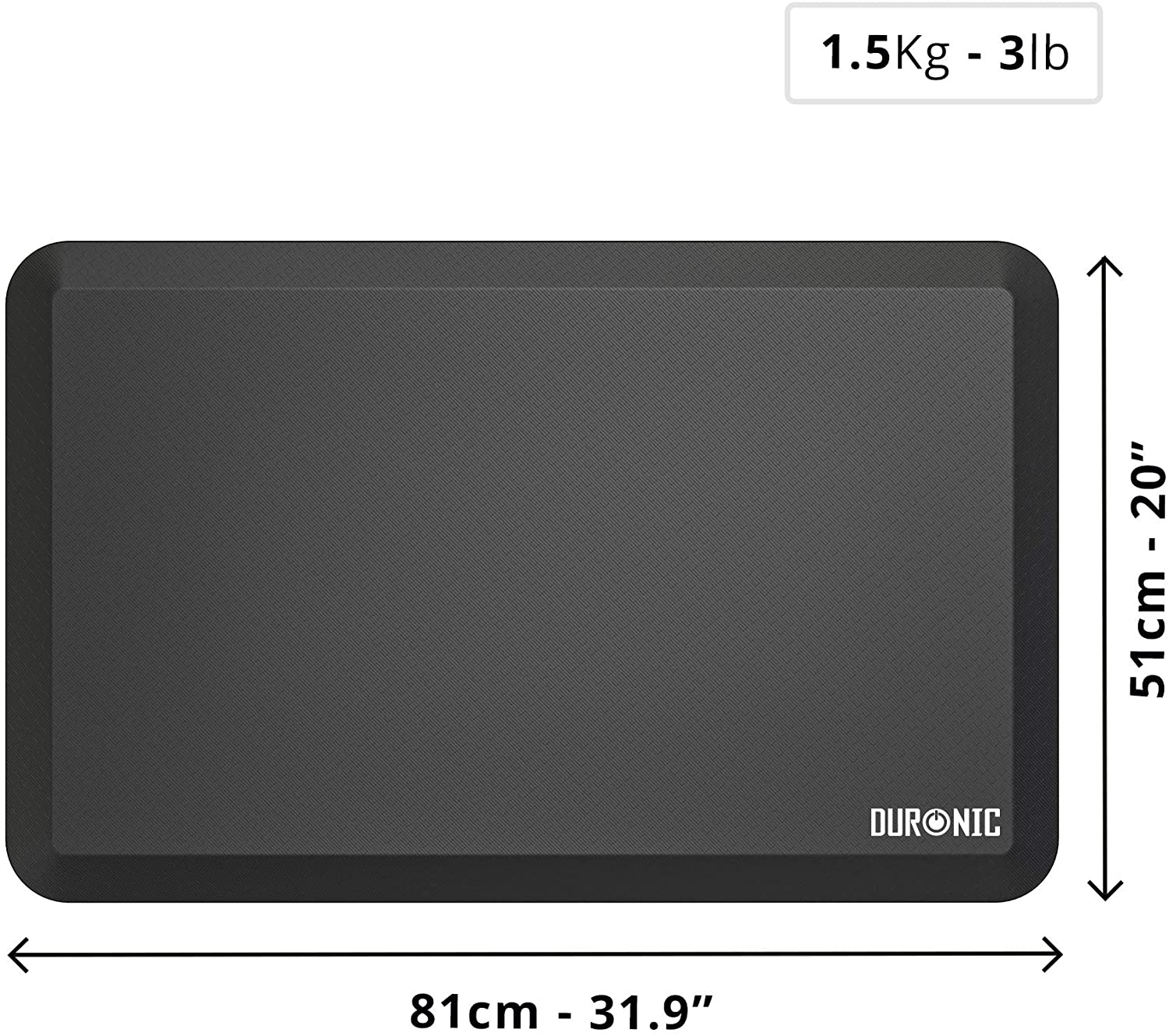 Duronic DM-MAT1 Tappetino Anti-fatica spessore 2 cm in gomma | Poggia piedi ergonomico 81 x 51 cm | Tappeto Poggiapiedi confortevole per stare in piedi | Supporto per lavorare in piedi | Riduce dolori