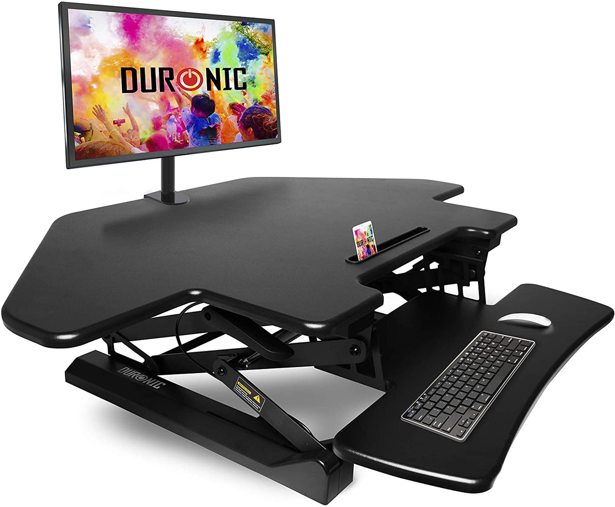 Duronic DM05D5 Postazione da lavoro per computer con ampia piattaforma 100 cm scrivania ufficio per pc monitor tastiera – altezza regolabile da 15 a 50 cm – compatibile con supporti monitor