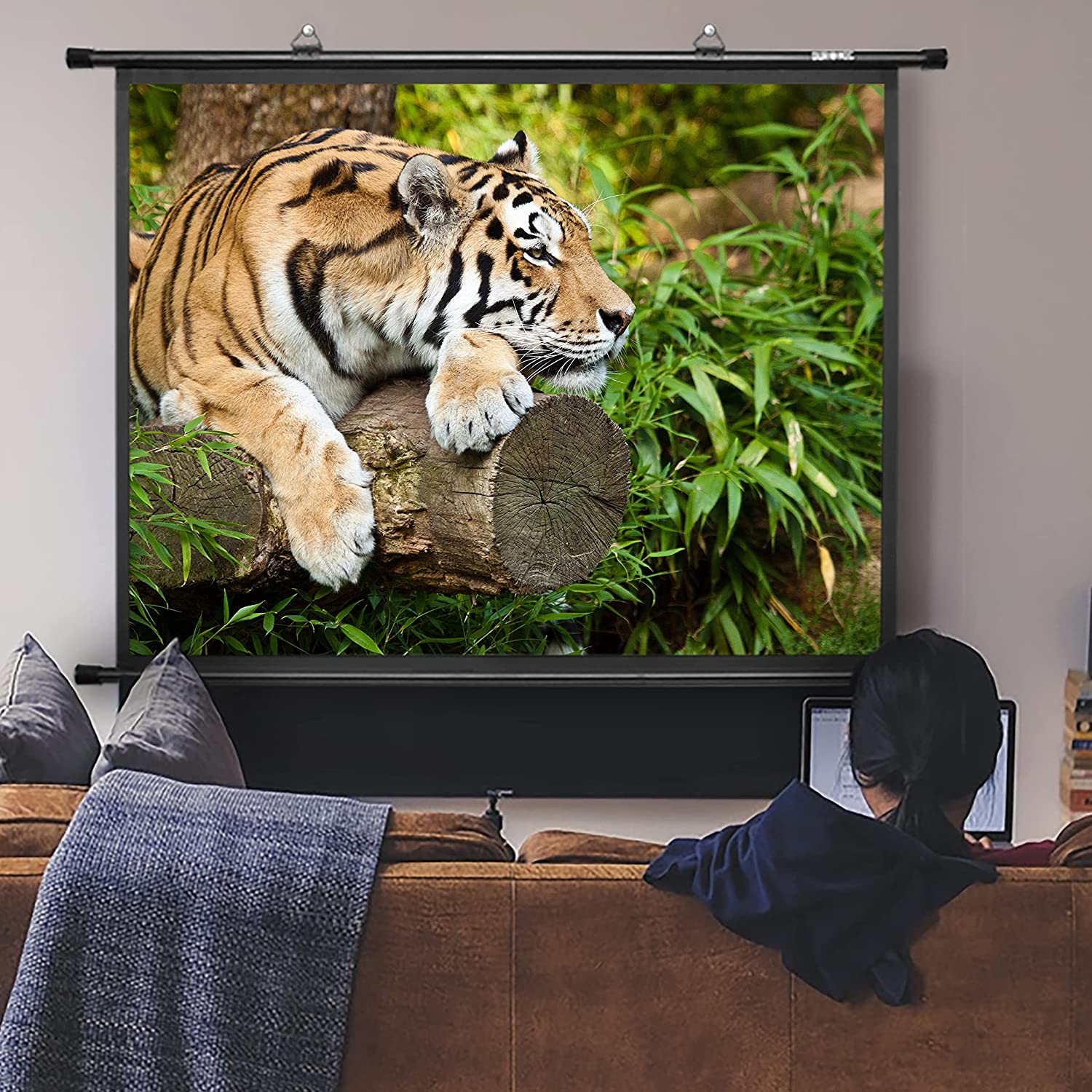 Duronic BPS50 4:3 Telo Proiettore 50 pollici, Schermo per proiettore, Telo da proiezione interno esterno, Home theater cinema Full HD 3D 4K, Schermo di proiezione anti pieghe per casa ufficio scuola