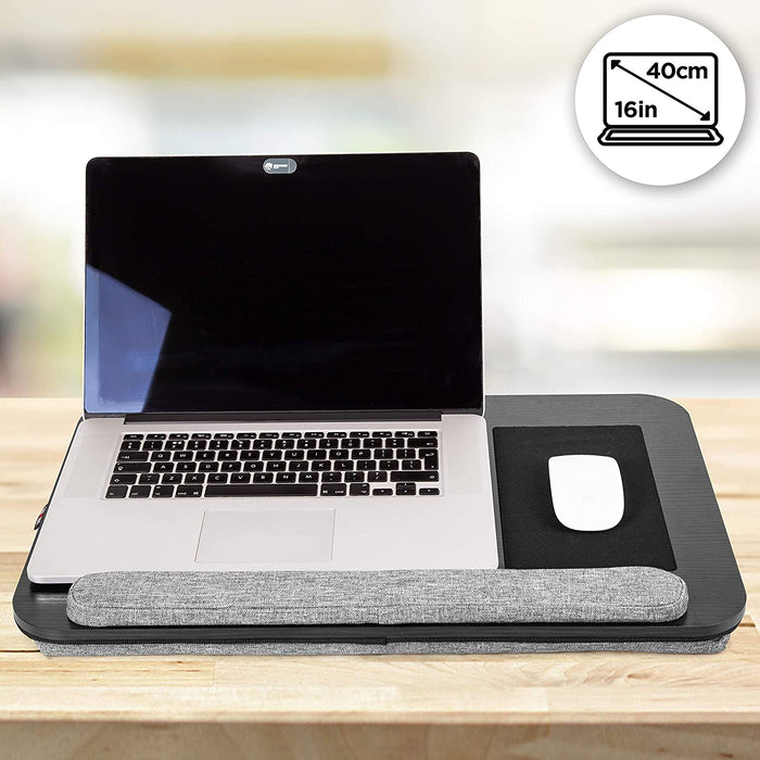 Duronic DML433 Supporto Laptop con imbottitura | Piattaforma Tablet con cuscino e maniglia integrata | Scrivania portatile | Vassoio ergonomico per letto, divano e auto