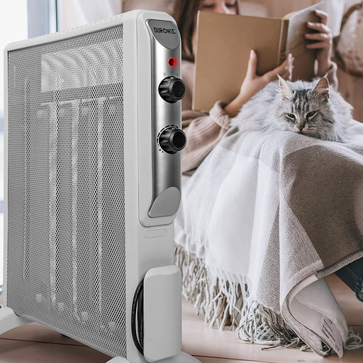 Duronic HV220 WE Stufa elettrica con pannelli in mica 2000 W  Termoconvettore con termostato integrato  2 funzioni di riscaldamento - Riscaldatore Micatermico a basso consumo - Riscaldamento rapido