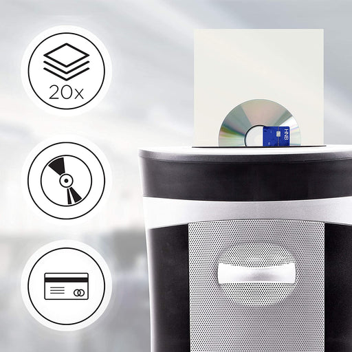 Duronic PS591 Distruggidocumenti 22 fogli A4 - Capacità 33 L - Funzione distruggi carte di credito e CD  Taglio incrociato  Ideale per casa e ufficio