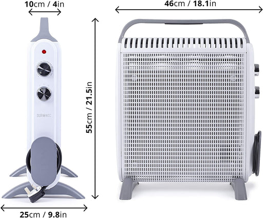 Duronic HV180 Stufa elettrica con pannelli in mica 1800W  Termoconvettore con termostato integrato  2 funzioni di riscaldamento  Calorifero Micatermico - Radiante portatile leggero  Senza olio