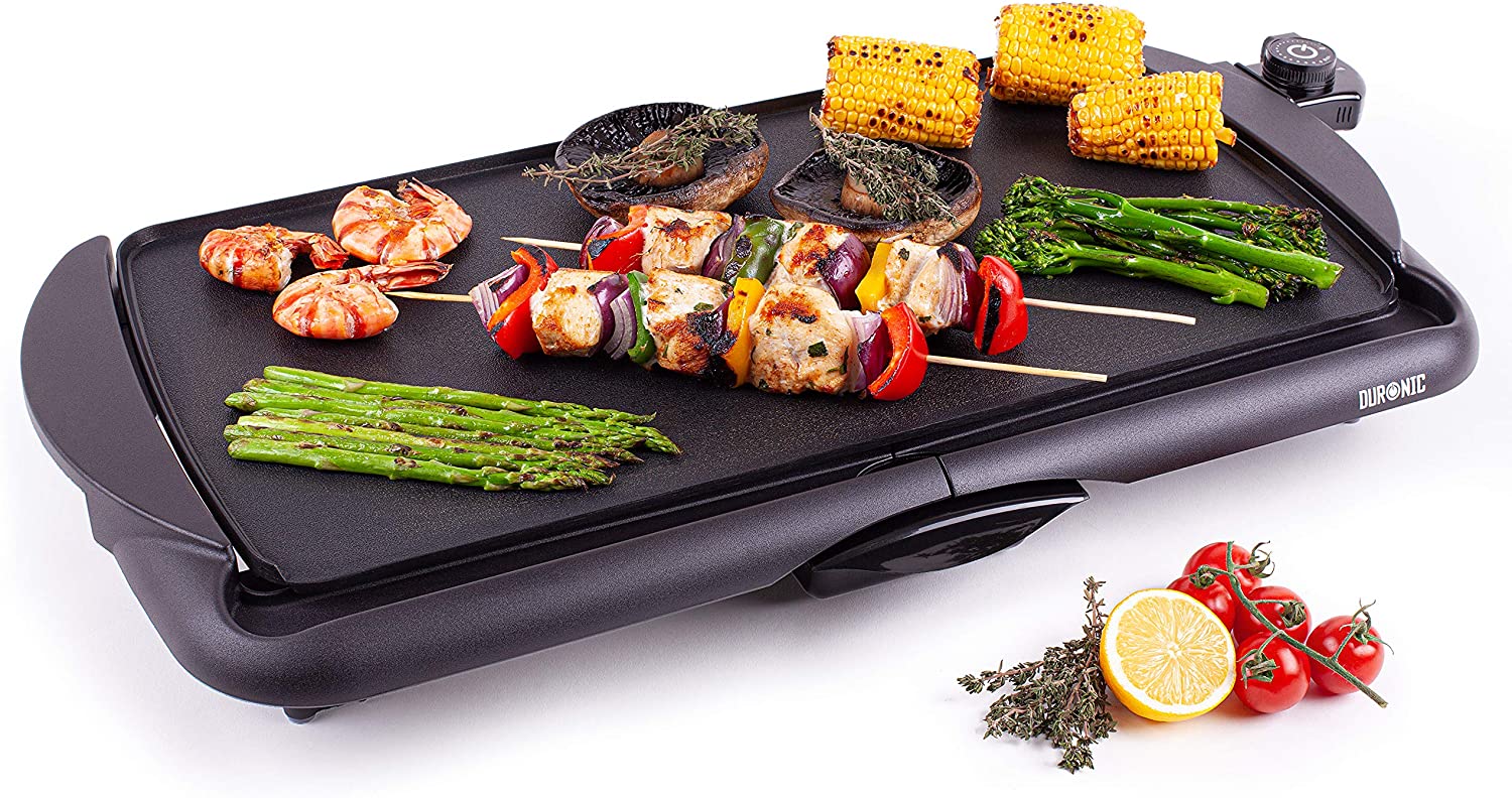 Duronic GP20 Grill Teppanyaki Elettrico, Piastra elettrica 2000W, Superficie cottura 52 x 27 cm, Plancha griglia antiaderente, per Cucina Interna ed Esterna, termostato