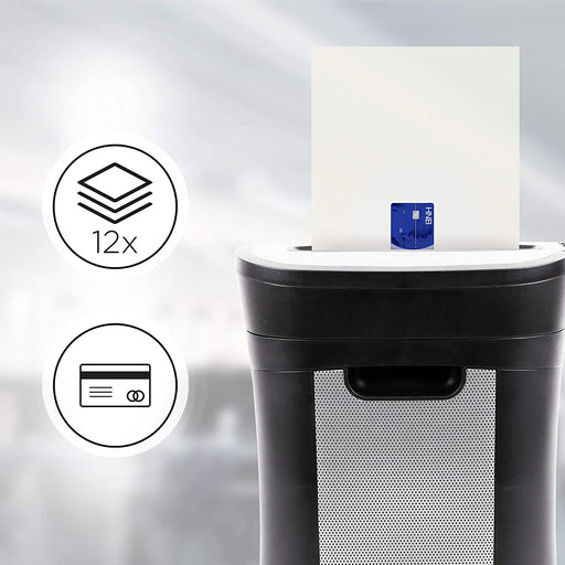 Duronic PS571 Distruggidocumenti 12 fogli A4 - Capacità 19 L - Funzione distruggi carte di credito  Taglio incrociato  Ideale per casa e ufficio