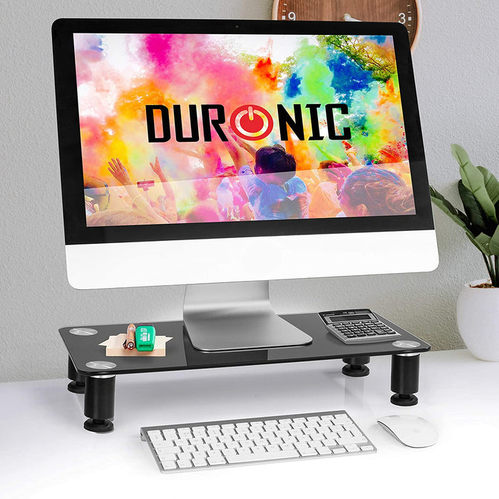 Duronic DM051 supporto monitor scrivania supporto da tavolo per monitor  schermo laptop in vetro temperato nero 63x24 cm portata 40kg— duronic-it