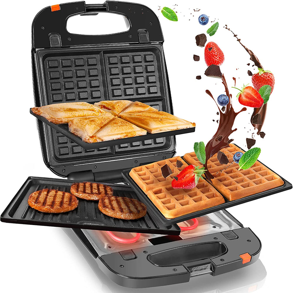 STONE STUDIO - Tostiera per panini, grill e waffle con piastre  intercambiabili