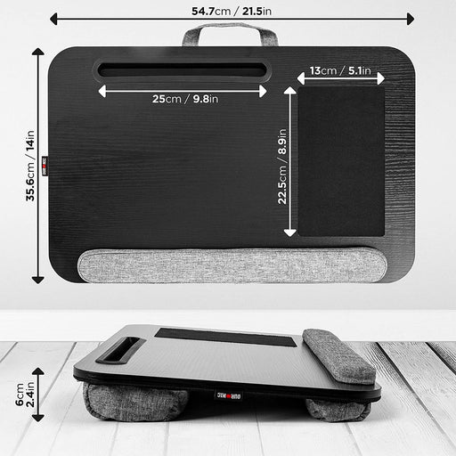 Duronic DML433 Supporto Laptop con imbottitura | Piattaforma Tablet con cuscino e maniglia integrata | Scrivania portatile | Vassoio ergonomico per letto, divano e auto