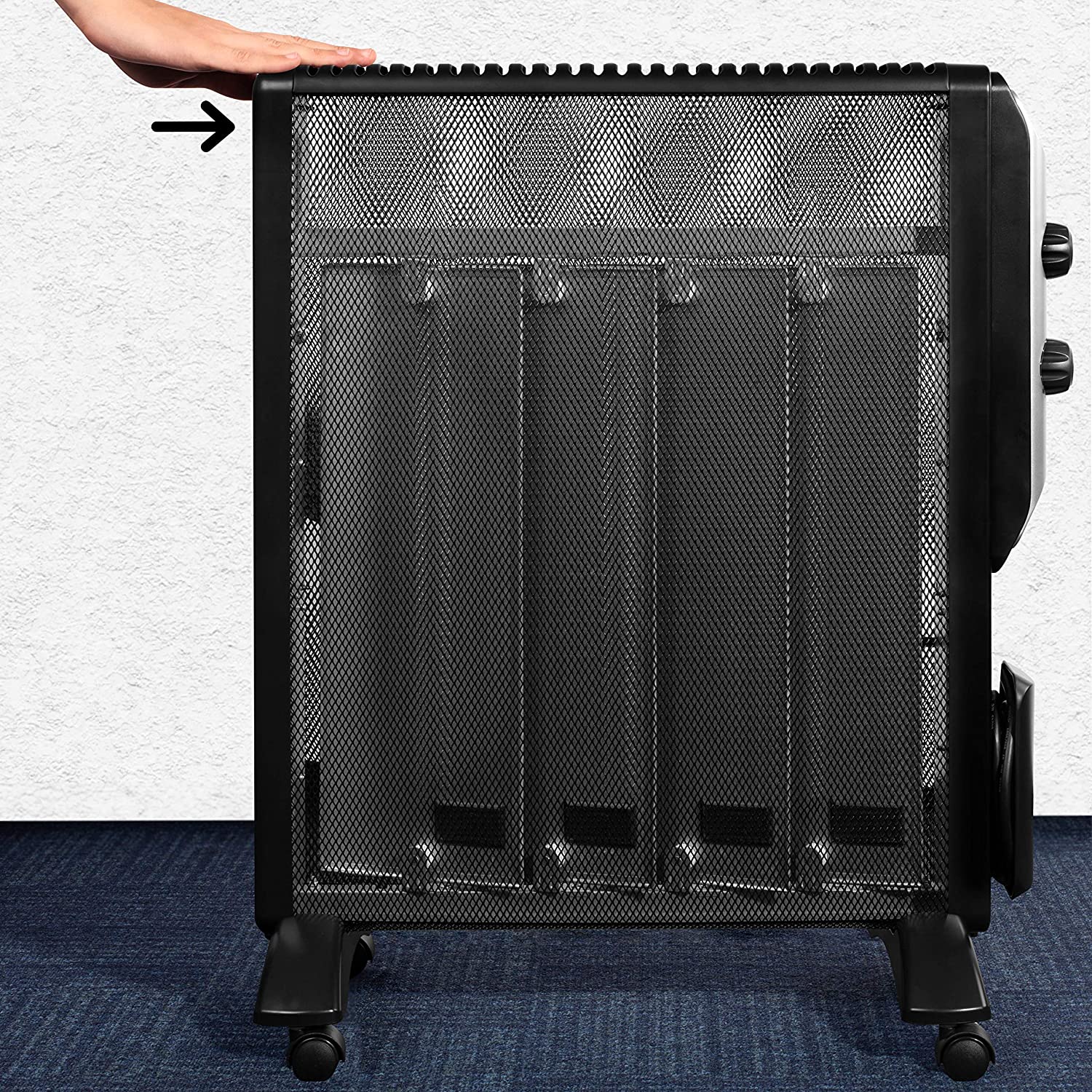 Duronic HV220 BK Stufa elettrica con pannelli in mica 2000 W  Termoconvettore con termostato integrato  2 funzioni di riscaldamento - Riscaldatore Micatermico a basso consumo - Riscaldamento rapido