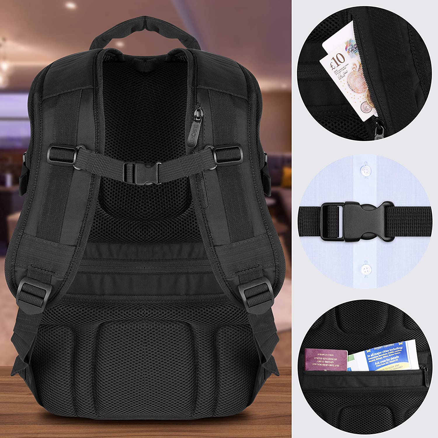 Duronic LB25 zaino da viaggio  bagaglio a mano o da cabina con tasca per laptop o tablet  48 x 32 x 16 cm - resistente allacqua  viaggi, sport, scuola, outdoor, daypack