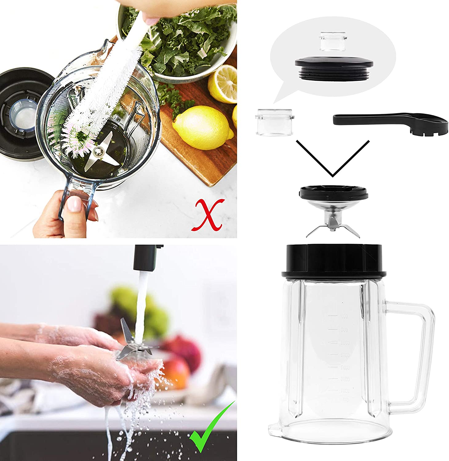 Duronic BL1200 Frullatore da Tavolo con sistema di rimozione delle lame per facilitare la pulizia della caraffa.