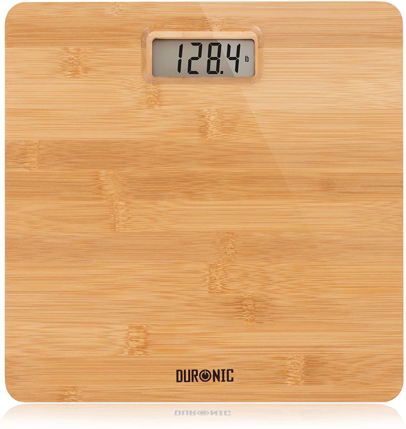 Duronic BS503 Bilancia da bagno con design elegante in bambù, accensione automatica.