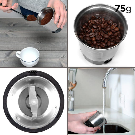 Duronic CG250 Lame in acciaio inox con contenitore removibile per una pulizia facile e veloce.