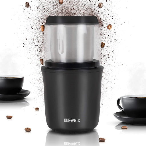 Duronic CG250 Macinacaffè e macinaspezie elettrico da 250 W con contenitore removibile in acciaio inox.