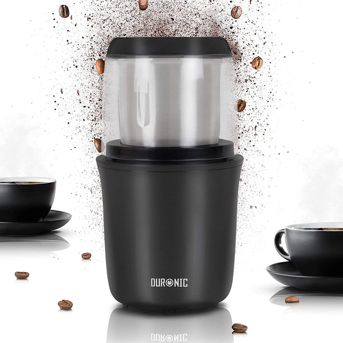 Duronic CG250 Macinacaffè e macinaspezie elettrico da 250 W con contenitore removibile in acciaio inox.