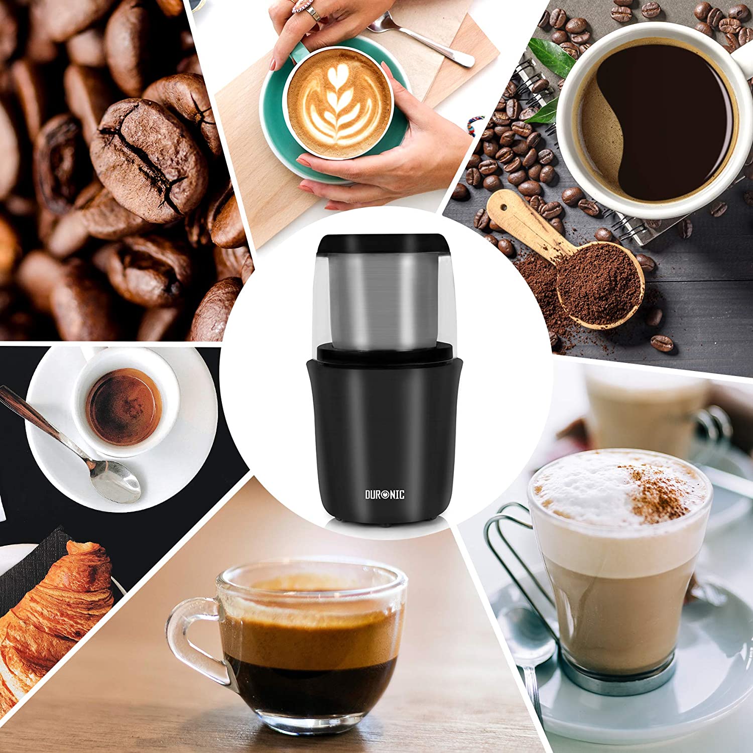 Duronic CG250 Macinacaffè ideale per preparare caffè per moka, filtro, French press ed espresso.