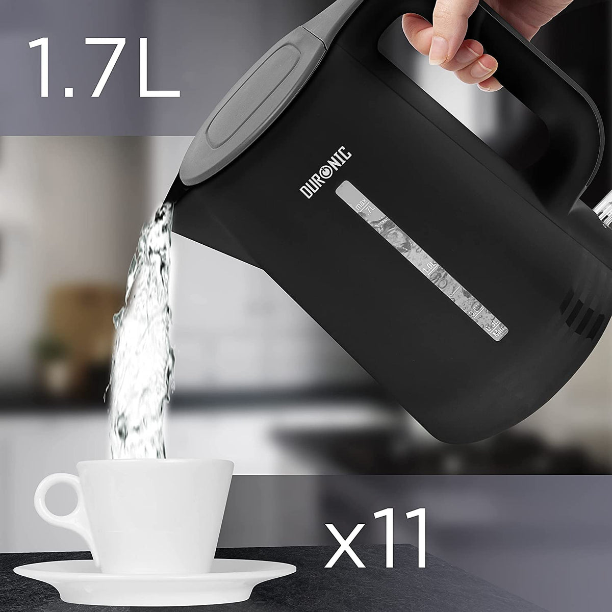 Duronic EK17 BK Bollitore Elettrico da 1,7L per un utilizzo pratico e quotidiano in cucina.