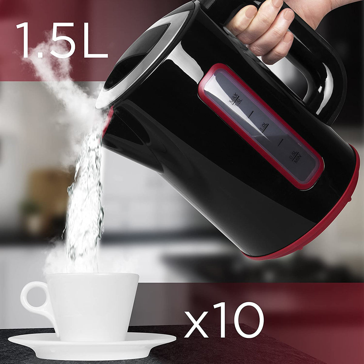 Duronic EK30 BK Bollitore Elettrico con capacità di 1,5L per preparare diverse bevande