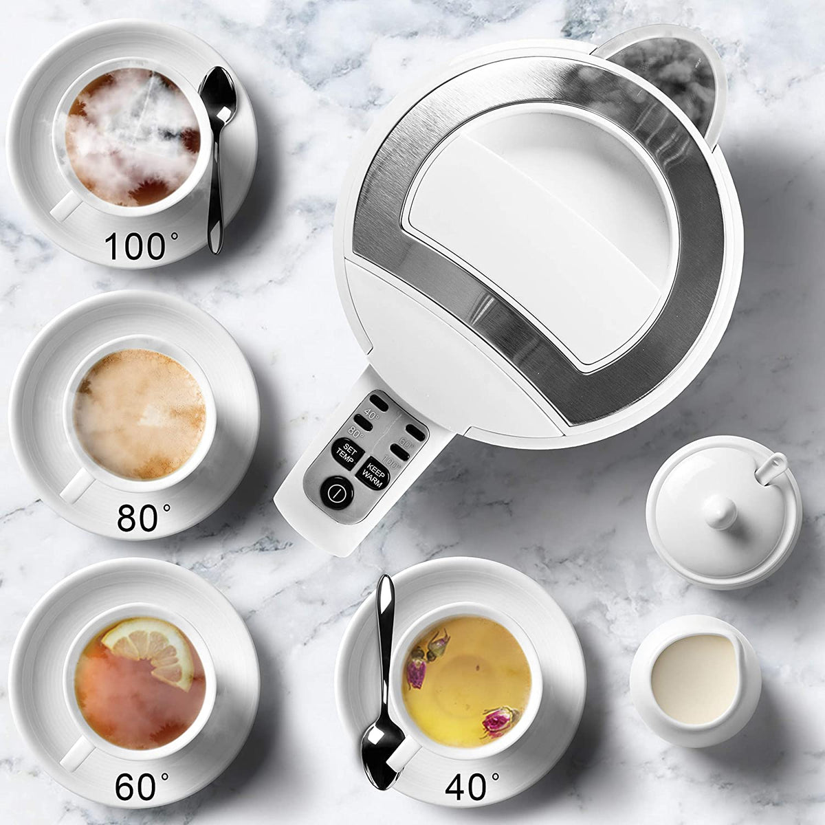 Duronic EK30 WE Bollitore 1,5L con 4 impostazioni di temperatura: 40°C, 60°C, 80°C e 100°C