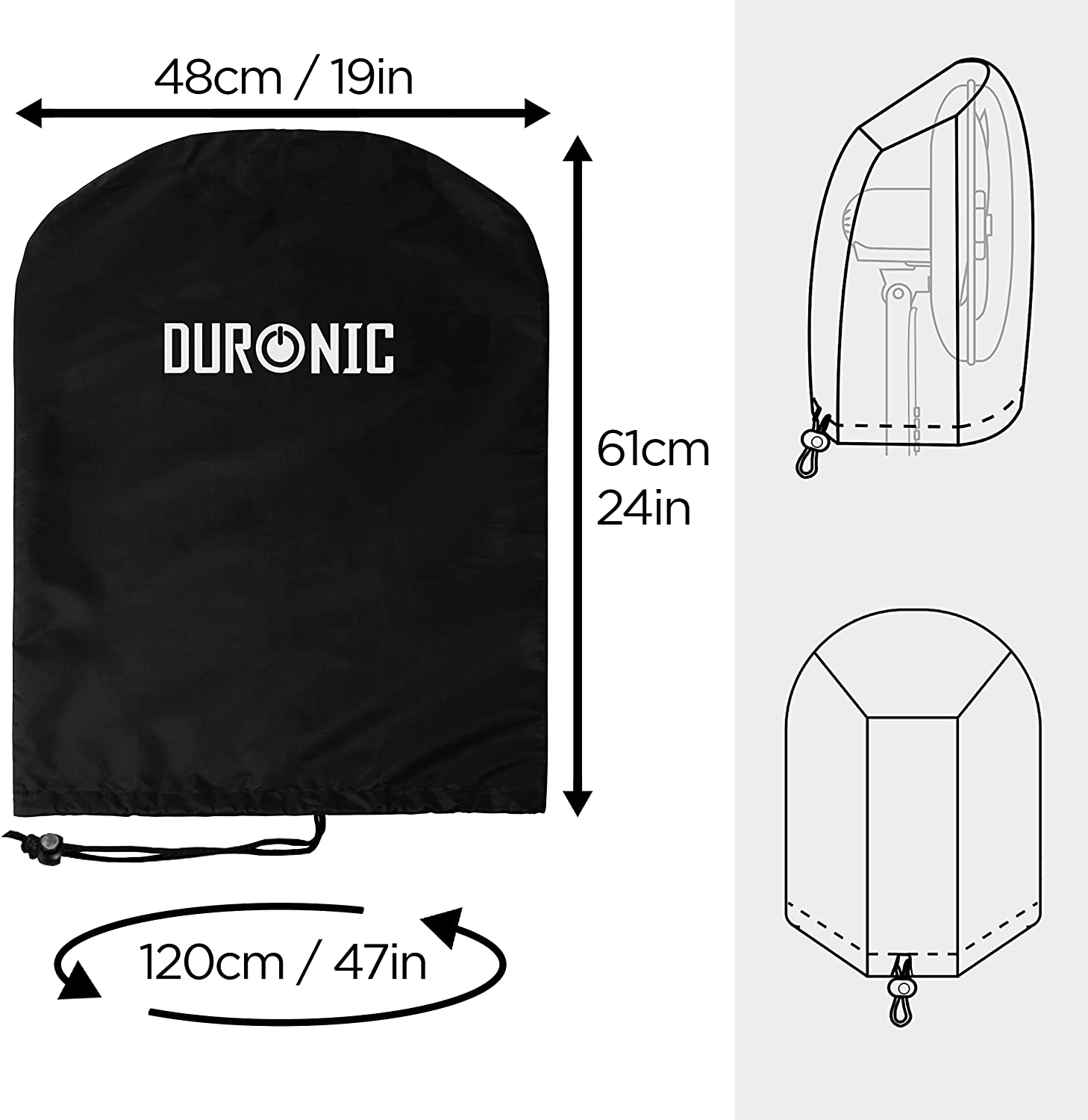Duronic FN12/FN16 Copertura antipolvere con dimensioni specifiche progettate per adattarsi ai ventilatori compatibili.