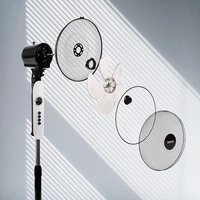 Duronic FN45 Componenti del ventilatore a piantana mostrati separatamente per una panoramica completa.