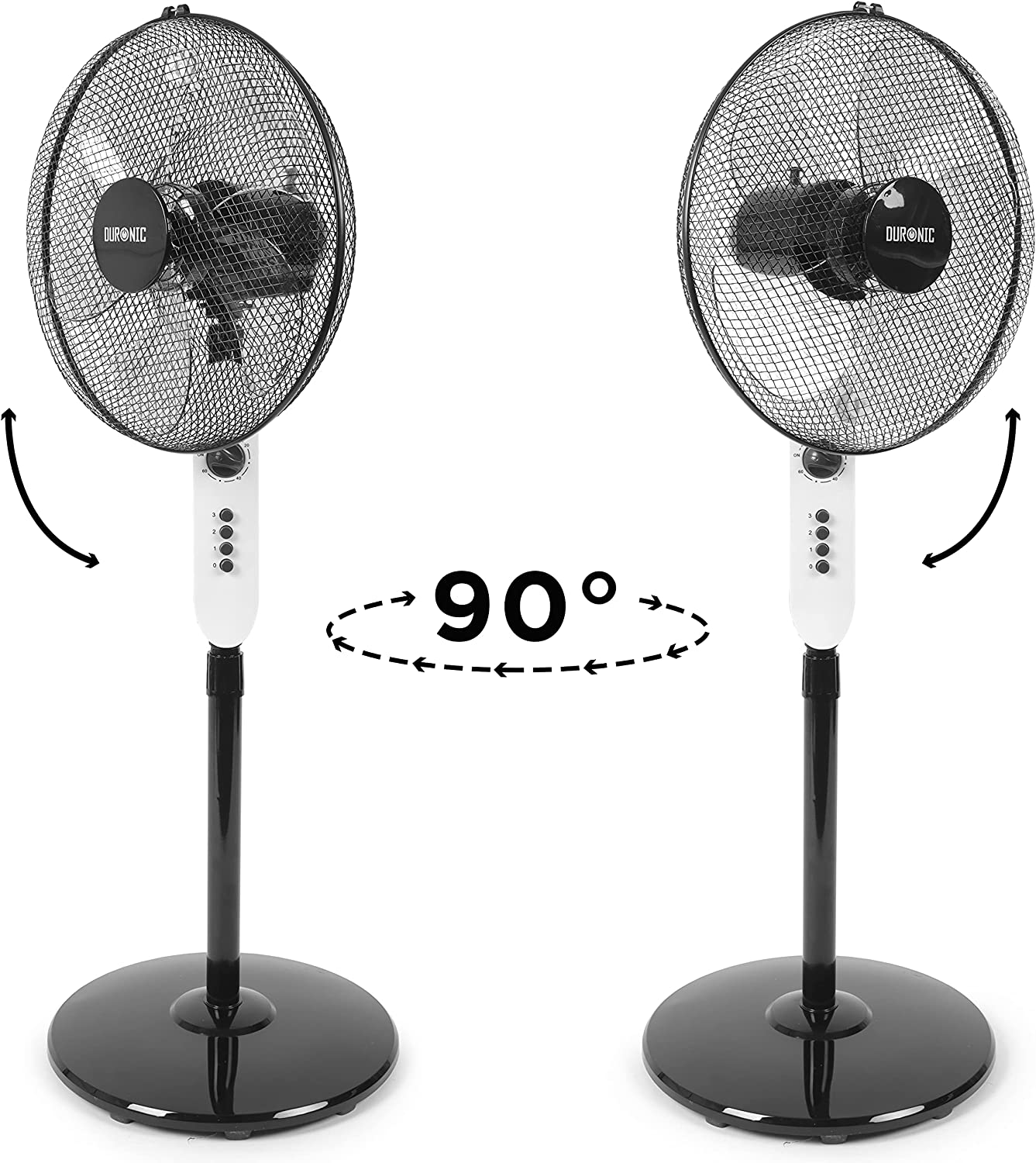 Duronic FN45 Ventilatore a piantana con oscillazione automatica a 90° per una distribuzione uniforme dell'aria.