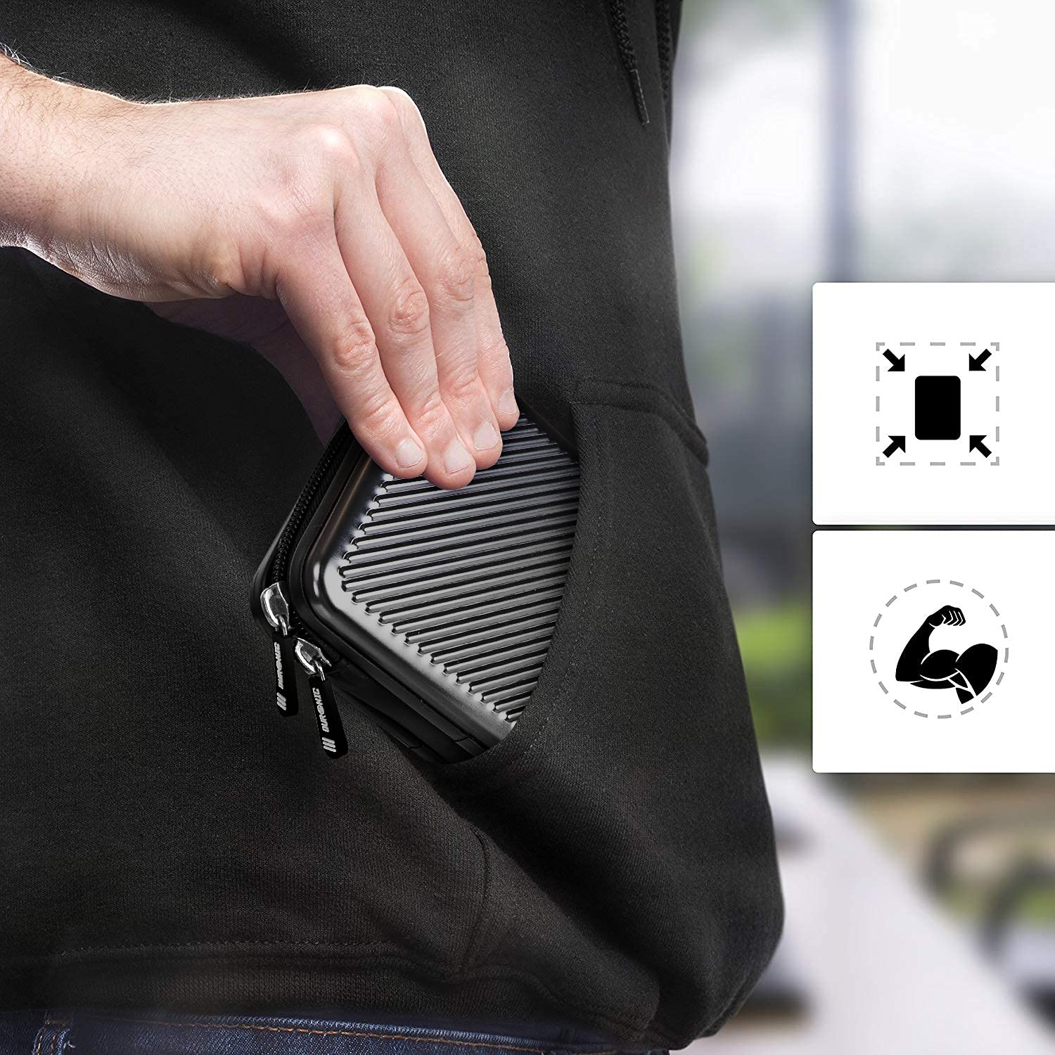Duronic HDC3 Custodia leggera e portatile ideale per trasportare hard disk e accessori.