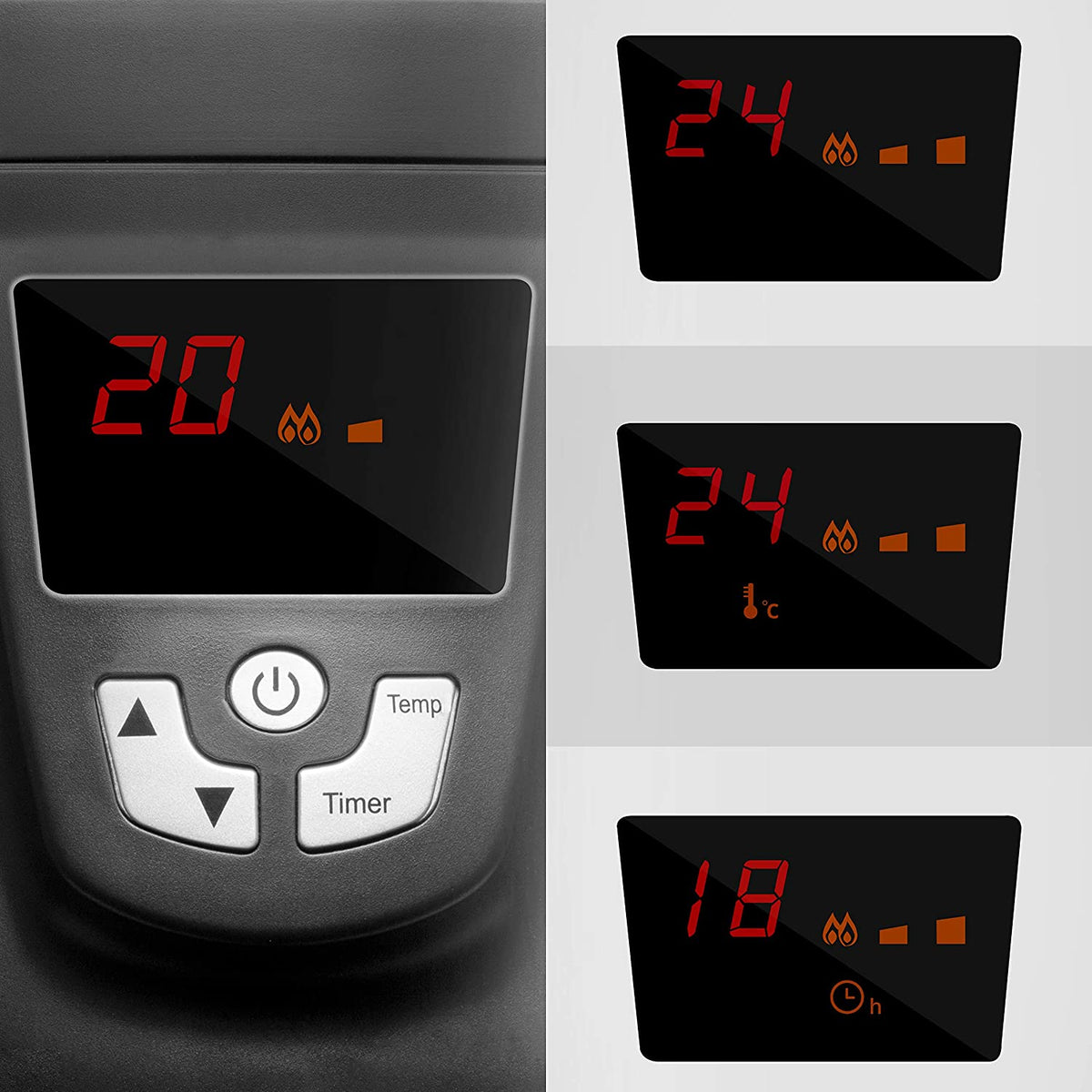 Duronic HV102 BK Stufa Elettrica con Display LED per visualizzare facilmente temperatura e impostazioni.