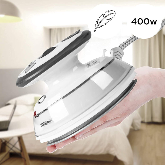Duronic SI3 WE Mini Ferro da Stiro a Vapore con potenza di 400 W, ideale per casa e viaggio.