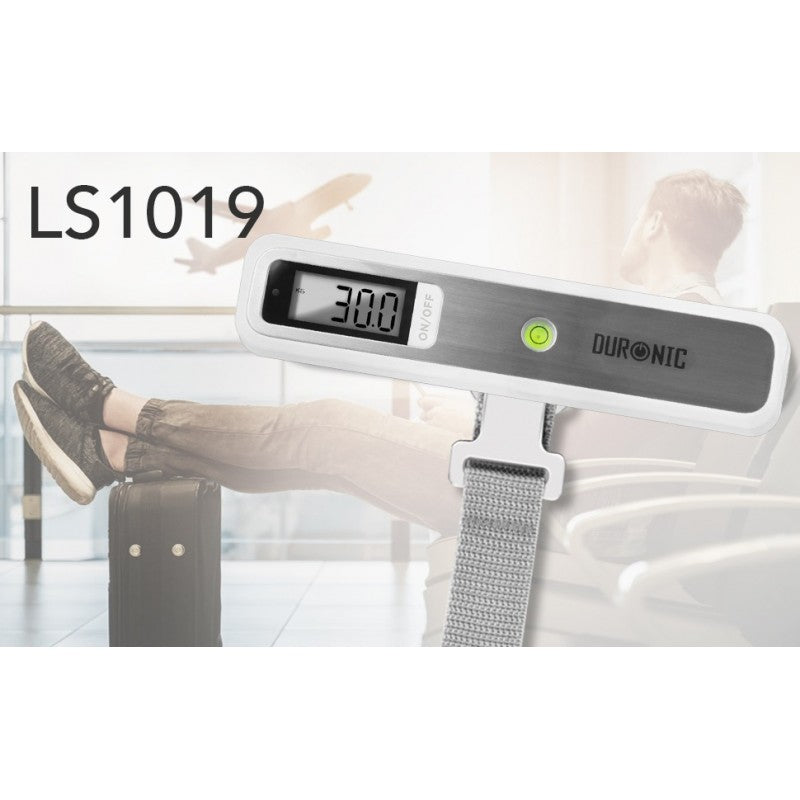 Duronic LS1019 Bilancia digitale pesa valigia - Pesa bagaglio da viaggio fino a 50kg - Cinghia e gancio resistenti - Batterie incluse - Compatto e portatile - Pesa trolley
